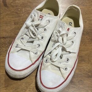 Converse White Sneakers with Red Trim